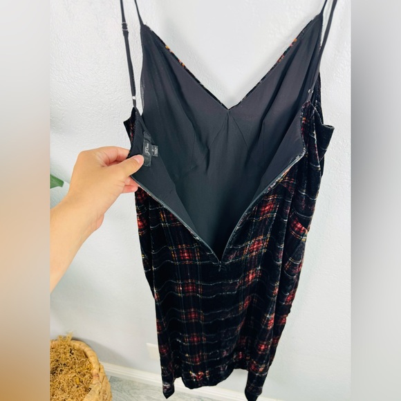 J CREW Tartan Plaid Velvet Midi Slit Slip Dress - Picture 7 of 9